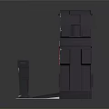 Sci-Fi Chamber Door Design With Gray Frame Red Panels And Yellow Accent Stripes Metallic Structure