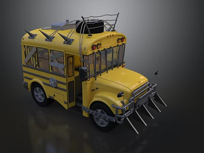 Modern Bus School Bus Armored School Bus 3d model
