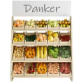 Fresh Vegetables Neatly Arranged on Multi Layer Wooden Shelf Display with Various Varieties