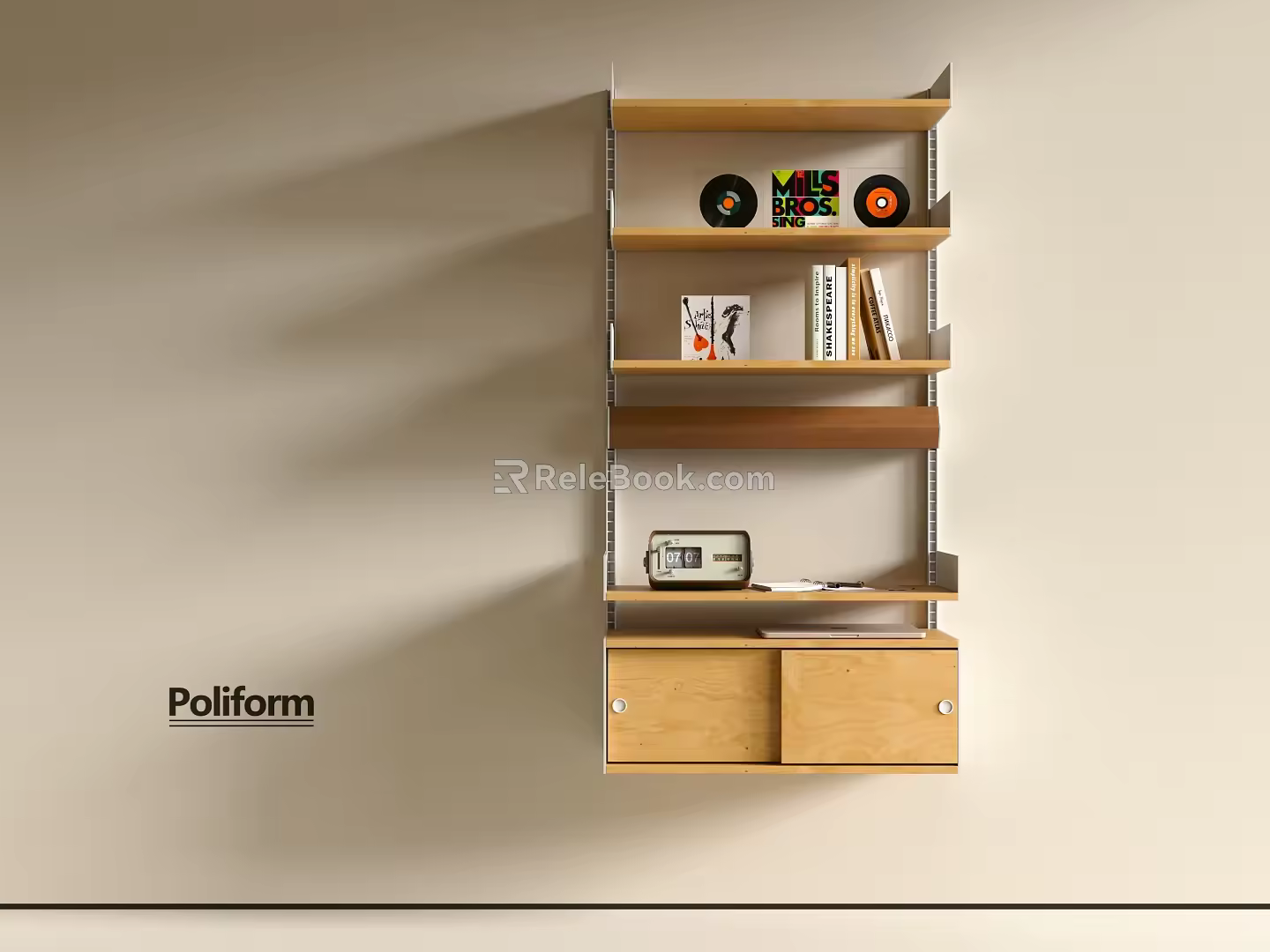 Middle Antique Bookshelf Bauhaus Bookshelf Middle Antique Bookshelf Wall-Hanging Bookshelf 3d model