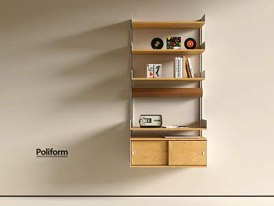 Middle Antique Bookshelf Bauhaus Bookshelf Middle Antique Bookshelf Wall-Hanging Bookshelf 3d model