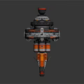 Futuristic Sci Fi Mechanical Device With Circular Structure Orange Gray Components And Blue Lights