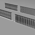Metal Railings With Various Intricate Patterns And Sturdy Base Designs 3d model