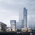 Modern Sustainable Industrial Park With Green Roof High Rise Buildings And Urban Design