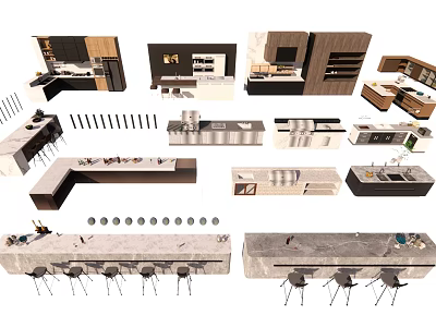 Modern Kitchen Cabinet Designs With Various Styles Materials And Countertops 3d model