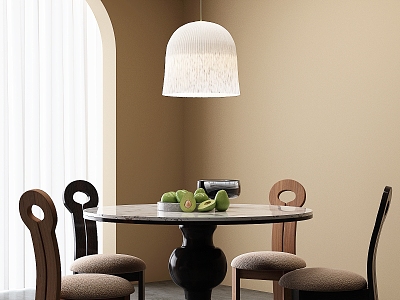 Modern Italian Dining Table and Chair Combination French Vintage Dining Table and Chair Combination Chandelier 3d model