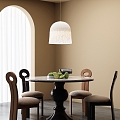 Modern Italian Dining Table and Chair Combination French Vintage Dining Table and Chair Combination Chandelier 3d model