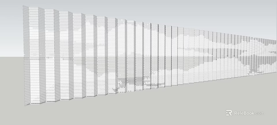 Modern Perforated Feature Wall Design With Vertical Stripes White Contemporary Structure And Hollow Patterns 3d model 