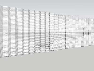 Modern Perforated Feature Wall Design With Vertical Stripes White Contemporary Structure And Hollow Patterns 3d model