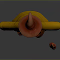 Fantasy Wizard Character With Yellow Robe Red Pointed Hat Long Beard And Wooden Staff