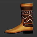 Traditional Style Yellow Brown Boots With Decorative Geometric Diamond Patterns 3d model