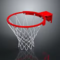 Red Rim Basketball Hoop With White Net And Wall Mounted Structure 3d model