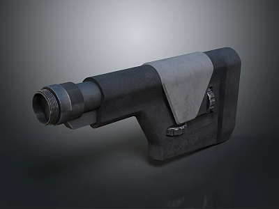 Black Tactical Weapon With Mechanical Grip And Metal Barrel Design 3d model