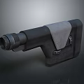 Black Tactical Weapon With Mechanical Grip And Metal Barrel Design