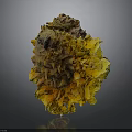Organ And Hair Art Piece With Yellow Brown Fluffy Textured Irregular Structure