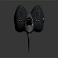 Futuristic Spaceship with Sleek Dark Design Sharp Nose Green Red Lights and Side Engines