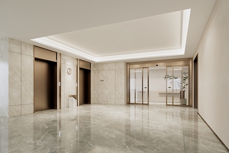 Modern Elevator Hall Hotel Elevator Hall 3d model