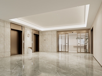 Modern Elevator Hall Hotel Elevator Hall 3d model