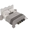 Modern Double Bed Interior With Upholstered Headboard White Pillows And Neutral Bedding