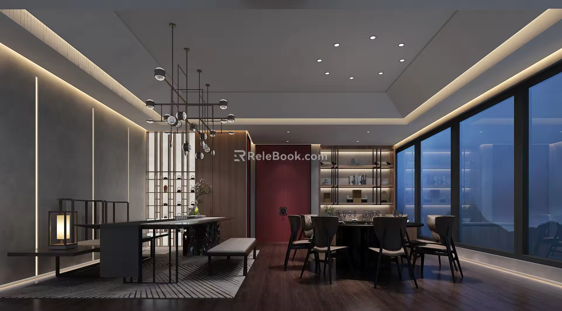 New Chinese-style private room on the right side of the fourth floor 3d model