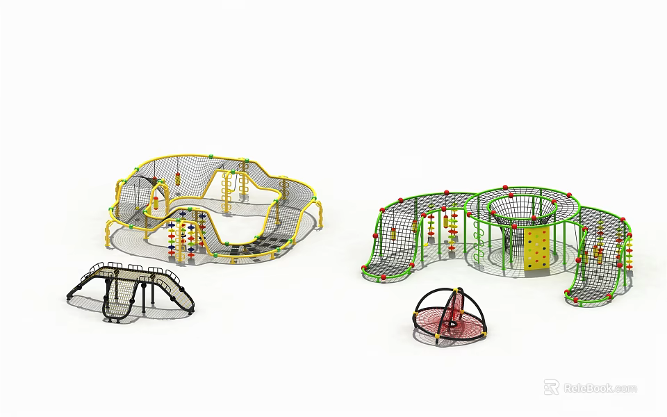 Outdoor Playground Equipment Colorful Climbing Net Structures For Kids Play Areas 3d model 