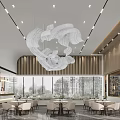 Modern Sales Office Interior With Chandeliers Negotiation Area And Sand Table