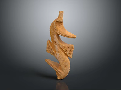 Handcrafted Ceramic Seahorse Sculpture With Textured Design Earthy Tone For Decorative 3d model