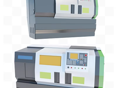 Two Modern Industrial Equipment Units With Control Panels Digital Screens And Colored Exterior Panels 3d model