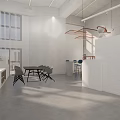 Modern Open Workspace With Mezzanine Blue Accents Office Furniture And Decorative Elements
