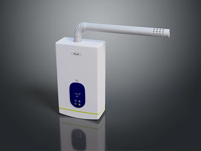 White Household Device With Blue Display Screen And Long Curved Tube 3d model