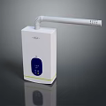 White Household Device With Blue Display Screen And Long Curved Tube