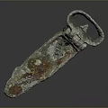 Ancient Bronze Sculpture Carving With Rusted Surface Loop Handle And Detailed Design