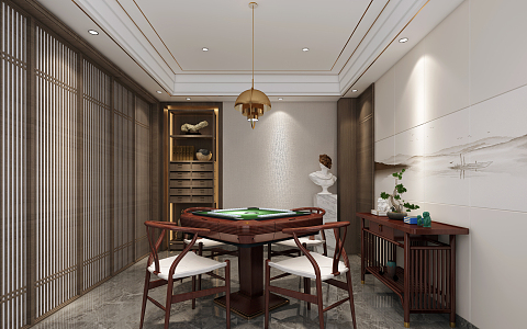 New Chinese Mahjong Room Chess and Card Mahjong Entertainment Room 3d model