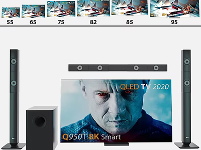 Smart OLED TV Q950TBK 2020 Model with Various Screen Sizes and Surround Sound System 3d model
