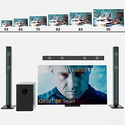 Smart OLED TV Q950TBK 2020 Model with Various Screen Sizes and Surround Sound System 3d model