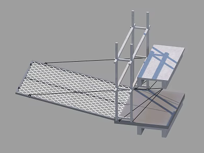 Industrial Metal Scaffolding Structure With Mesh Platform And Support Frames 3d model
