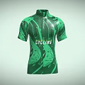 Green Short Sleeve Cycling Jersey With Pattern Design And Cycling Text