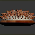 Wooden Hair Brush with Orange Handle and White Bristles for Daily Grooming