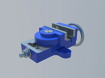 Blue Industrial Bench Vise With Metal Clamping Jaws And Rotary Handle 3d model