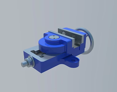 Blue Industrial Bench Vise With Metal Clamping Jaws And Rotary Handle 3d model