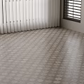 Gray Hexagonal Floor Tiles In Modern Interior With White Blinds And Window 3d model