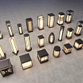 Various Modern Outdoor Lights With Different Stylish Designs And Glass Elements 3d model