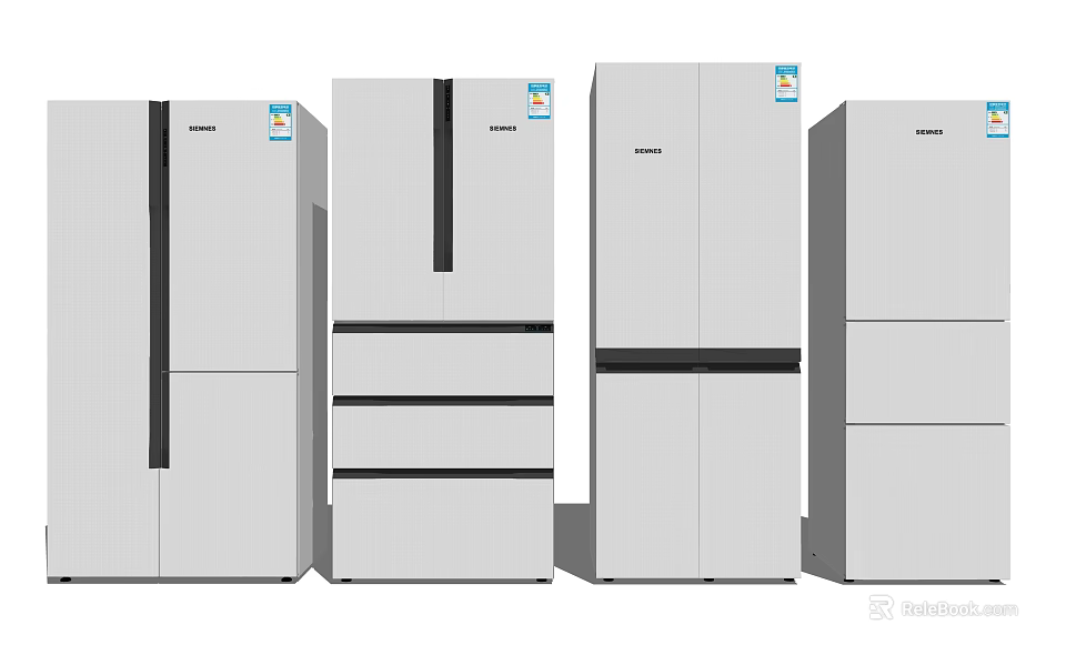 Modern Refrigerators And Freezers With Various Home Kitchen Designs And Styles 3d model 