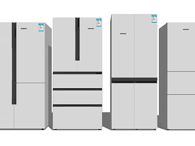 Modern Refrigerators And Freezers With Various Home Kitchen Designs And Styles 3d model