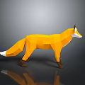 Low Poly Yellow Fox Model With Geometric Design And Grey Background 3d model
