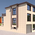 Two Story Detached Villa With Balcony Large Glass Windows Front Porch Green Trees