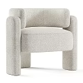Modern Light Beige Textured Fabric Armchair With Square Legs And Armrests