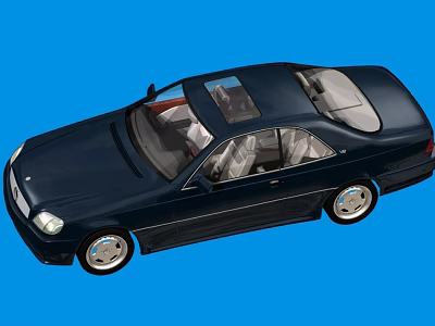 Black Coupe Car With Sunroof And Sleek Design On Blue Background 3d model
