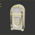 Vintage Style White Jukebox With Decorative Front Grille And Ornamental Details Design
