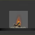 Outdoor Bonfire with Burning Wood Logs and Stone Circle Surrounded by Grass and Fallen Leaves